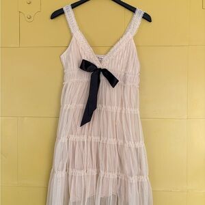 Vintage Forever 21 Cream net dress with Black Satin Bow
